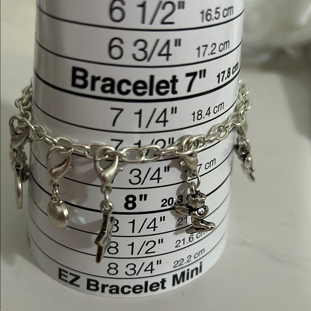 Elegant Silver Tone Swarovski Element Charm Bracelet
